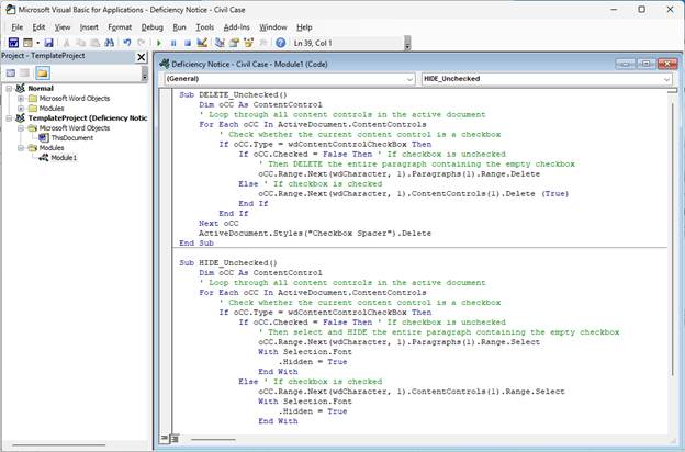Full Microsoft VBA editor window